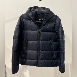 ZARA NAVY BLUE PUFFER JACKET XS